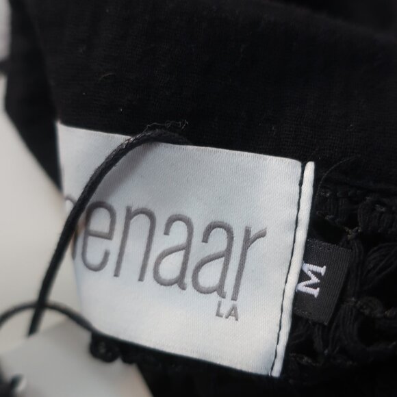 NWT Benaar LA Jeiley Black 2Pc Set Crochet Gauzy Contrast Collared Top Short M C - Picture 15 of 16